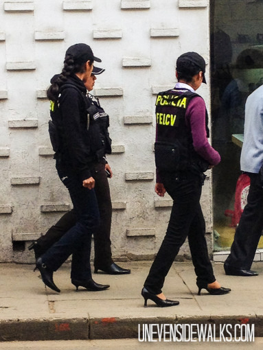 Lady police women wearing heels
